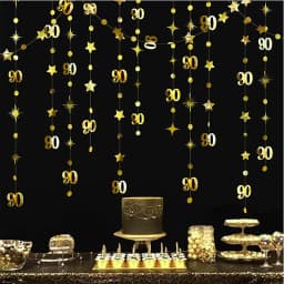 Gold 45th 40th 50th Happy Birthday Paper Banner Decoration Hanging Birthday Number Circle Twinkle Star Garland Streamer Backdrop