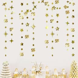Gold 45th 40th 50th Happy Birthday Paper Banner Decoration Hanging Birthday Number Circle Twinkle Star Garland Streamer Backdrop