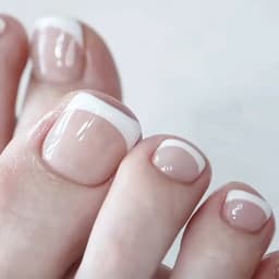 24Pcs False Toes Nails French Square Nude Color Nature Fake Toe Nails Feet Nail Tips Artificial Press On Toenails for Women