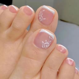 24Pcs False Toes Nails French Square Nude Color Nature Fake Toe Nails Feet Nail Tips Artificial Press On Toenails for Women
