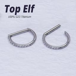1/10/50pcs G23 ASTM Titanium Conch Nose Half Ring CZ Paved D Shape Segment Ring Clicker Cartilage Tragus Helix Piercing Jewelry