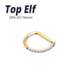 1/10/50pcs G23 ASTM Titanium Conch Nose Half Ring CZ Paved D Shape Segment Ring Clicker Cartilage Tragus Helix Piercing Jewelry
