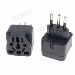 Brazil Travel Plug Adapter EU/UK/AU/CN/JP/Asia/Italy to Brazil (Type N), 3 Prong Grounded Brazil Wall Plug international