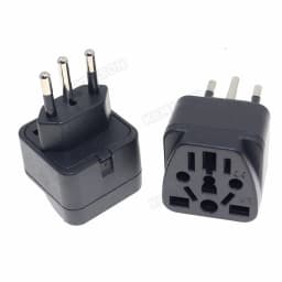 Brazil Travel Plug Adapter EU/UK/AU/CN/JP/Asia/Italy to Brazil (Type N), 3 Prong Grounded Brazil Wall Plug international