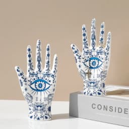 SIQIZHOU Devil's Eye of Fatima Jewelry Display Holde Ceramic Mannequin Hand Stand Designed for Necklaces, Bracelets, Rings
