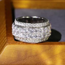 New Bling  Cubic Zirconia Women's Rings Geometric Square Band Design Luxury Fashion Female Ring for Party  Jewelry
