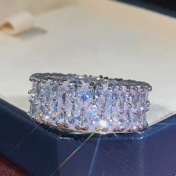 New Bling  Cubic Zirconia Women's Rings Geometric Square Band Design Luxury Fashion Female Ring for Party  Jewelry