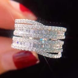 New Bling  Cubic Zirconia Women's Rings Geometric Square Band Design Luxury Fashion Female Ring for Party  Jewelry