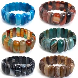 Agate Du Botswana Bracelet Reiki Healing Pink Quartz Aventurine Multicolore Rose Crystal Rectangle Bar Charms Bracelets 10*25mm
