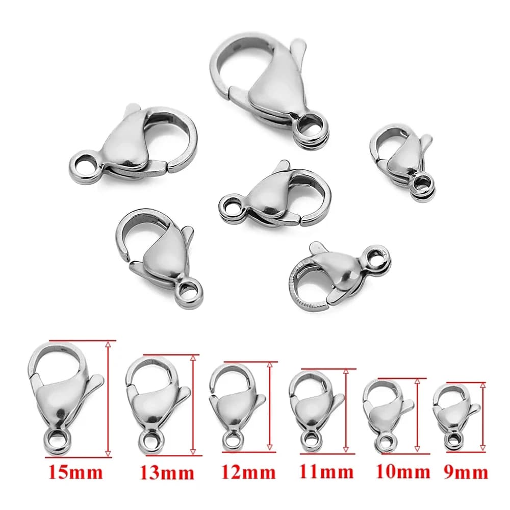 25-50pcs/lot Stainless Steel Lobster Clasp Fastener Hook for DIY Necklace Bracelet Jewelry Making Supplies Materials Handmade