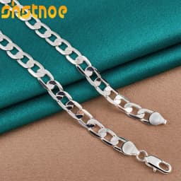 925 Sterling Silver 8mm Flat Side Chain 16/18/20/22/24 Inch Necklace For Man Women Engagement Wedding Gift Fashion Charm Jewelry