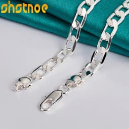 925 Sterling Silver 8mm Flat Side Chain 16/18/20/22/24 Inch Necklace For Man Women Engagement Wedding Gift Fashion Charm Jewelry