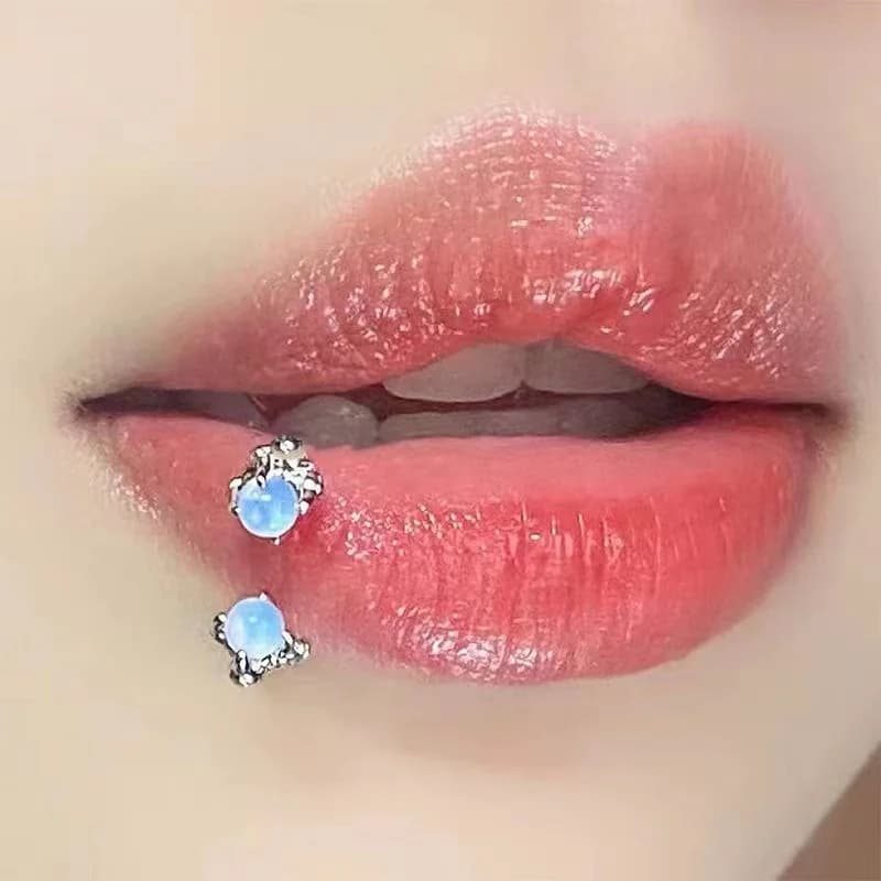 Ins Opal Dragon Claw Lip Ring Horseshoe Ring C Shaped Lip Piercing Ear Tragus Nose Rings 316L Titanium Steel Piercing Ornament