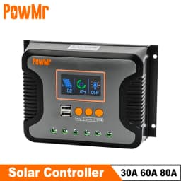 PowMr PWM 80A 60A 30A Solar Charge Controller 12V 24V 36V 48V Lead-Acid Lithium Battery Charger Max PV 100V Dual Control Mode