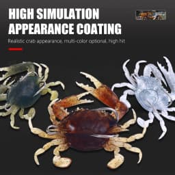 HENGJIA 3pcs 8cm 19g 3D Simulation Crab Bait With Hook Artificial Soft Silicone Lure Fishing Goods Saltwater Pike Fishing Lure