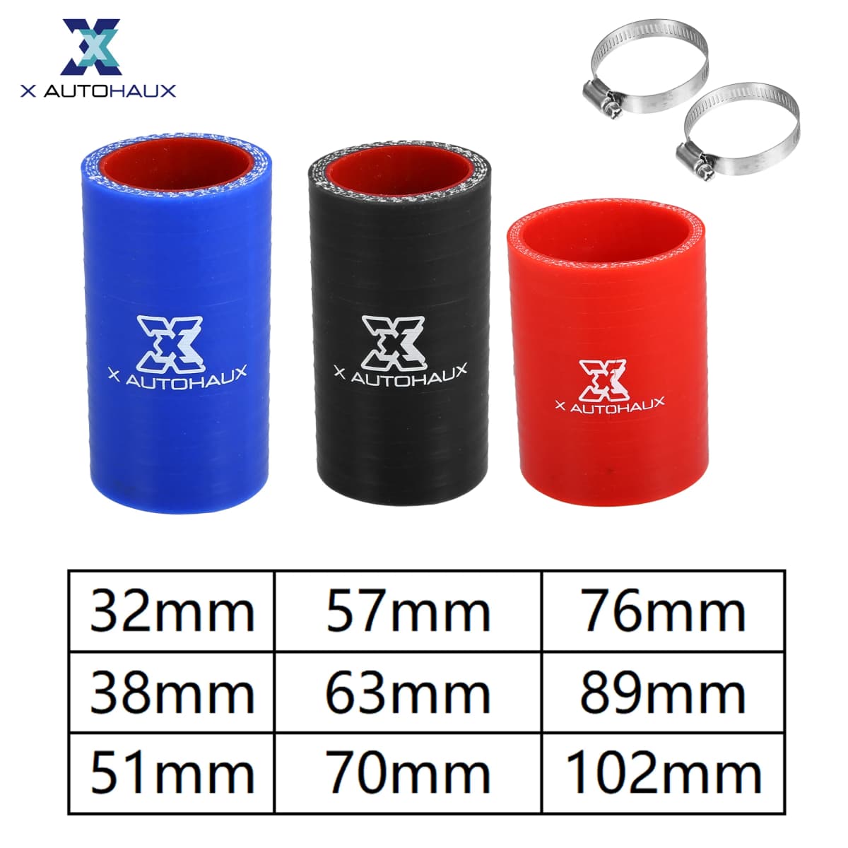 X Autohaux Universal Straight Silicone Reducer Hose Coupler Intercooler Turbo Straight Tube Piping 89mm ID Auto Car Accessary
