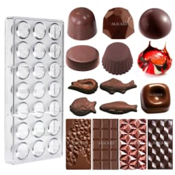 3D Polycarbonate Chocolate Molds Sphere Diamond Chocolate Bonbons Candy Bar Professional Confectionery Baking Pastry Tools