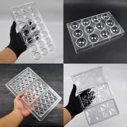 3D Polycarbonate Chocolate Molds Sphere Diamond Chocolate Bonbons Candy Bar Professional Confectionery Baking Pastry Tools