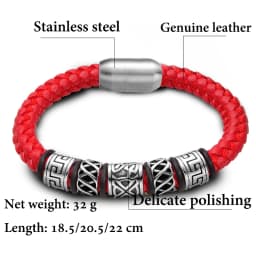 Punk Style Coffee Leather Bracelet 316L Stainless Steel 5 Viking Bead Bracelet Powerful Magnet Clasp 4 Color Friend Gifts