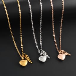Stainless Steel Small Heart Angel Wing Cremation Ash Urn Necklace Heart Pendant For Memorial Jewelry
