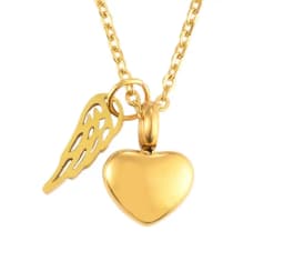 Stainless Steel Small Heart Angel Wing Cremation Ash Urn Necklace Heart Pendant For Memorial Jewelry