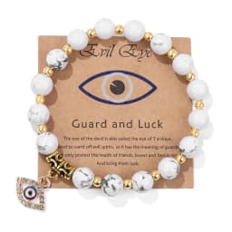 Lucky Turkish Evil Eye Pendant Beads Bracelet Natural Stone With Card Charm Bangles Men Women Fashion Friendship Jewelry Gift
