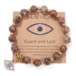Lucky Turkish Evil Eye Pendant Beads Bracelet Natural Stone With Card Charm Bangles Men Women Fashion Friendship Jewelry Gift