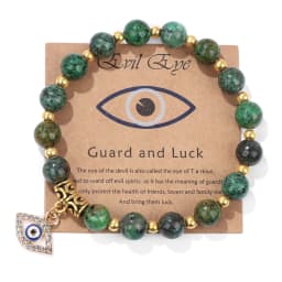 Lucky Turkish Evil Eye Pendant Beads Bracelet Natural Stone With Card Charm Bangles Men Women Fashion Friendship Jewelry Gift