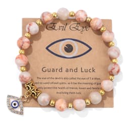 Lucky Turkish Evil Eye Pendant Beads Bracelet Natural Stone With Card Charm Bangles Men Women Fashion Friendship Jewelry Gift