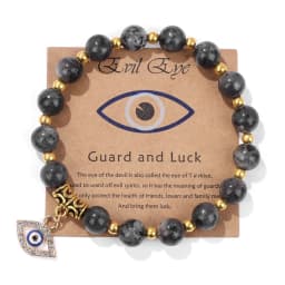Lucky Turkish Evil Eye Pendant Beads Bracelet Natural Stone With Card Charm Bangles Men Women Fashion Friendship Jewelry Gift