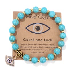 Lucky Turkish Evil Eye Pendant Beads Bracelet Natural Stone With Card Charm Bangles Men Women Fashion Friendship Jewelry Gift