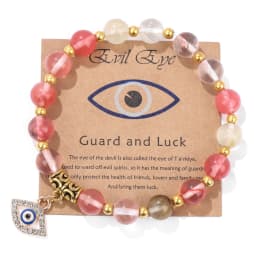 Lucky Turkish Evil Eye Pendant Beads Bracelet Natural Stone With Card Charm Bangles Men Women Fashion Friendship Jewelry Gift
