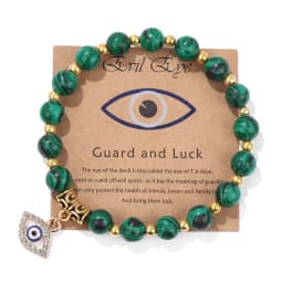 Lucky Turkish Evil Eye Pendant Beads Bracelet Natural Stone With Card Charm Bangles Men Women Fashion Friendship Jewelry Gift