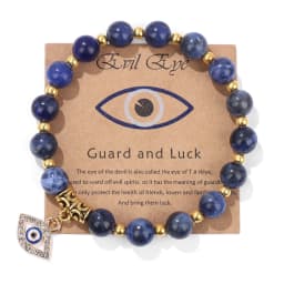 Lucky Turkish Evil Eye Pendant Beads Bracelet Natural Stone With Card Charm Bangles Men Women Fashion Friendship Jewelry Gift