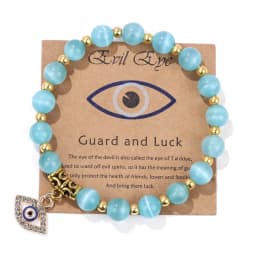 Lucky Turkish Evil Eye Pendant Beads Bracelet Natural Stone With Card Charm Bangles Men Women Fashion Friendship Jewelry Gift