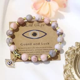 Lucky Turkish Evil Eye Pendant Beads Bracelet Natural Stone With Card Charm Bangles Men Women Fashion Friendship Jewelry Gift