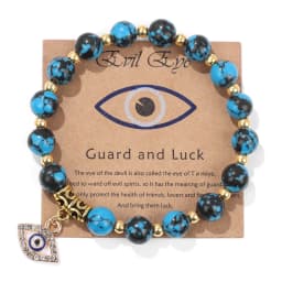 Lucky Turkish Evil Eye Pendant Beads Bracelet Natural Stone With Card Charm Bangles Men Women Fashion Friendship Jewelry Gift