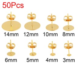 50-100pcs/lot Stainless Steel Earring Studs Blank Post Base Pins With Earring Plug Ear Back Connector For Jewelry Making DIY