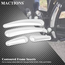 4xMotorcycle 3D Swingarm Frame Insert Chrome Cover For Harley Heritage Softail Custom Fat Boy Lo Deluxe FLSTN FXSTC 2008-2017