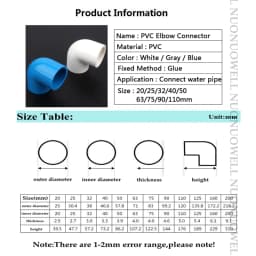 5pcs/lot 20 25 32mm PVC 90 Degree Elbow Connector Aquarium Fish Tank DIY Tools Garden Irrigation Water Pipe Connectors Adapter