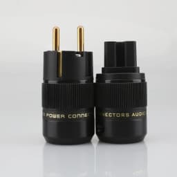 24K Gold Plated Schuko EU Power Plug IEC C13 Connector High End HIFI Audio AC Mains Plug Brass For Amplifier DAC