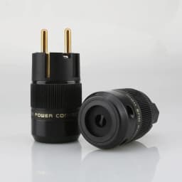 24K Gold Plated Schuko EU Power Plug IEC C13 Connector High End HIFI Audio AC Mains Plug Brass For Amplifier DAC