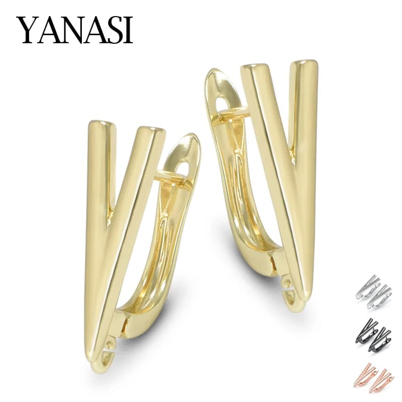 DIY Brass Earrings Hooks Jewellery Findings for Woman Trendy Letter V Shape Accessories