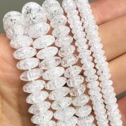 6 8 10mm White Snow Cracked Crystal Beads Round Rondelle Loose Spacer Beads For Jewelry DIY Bracelet Accessories 15''Inches