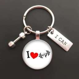 New Force Sports Dumbbell Keychain Charm Weight Fitness and Word Gym Exercise Gift Glass Keychain Car Keyring Bag Chain