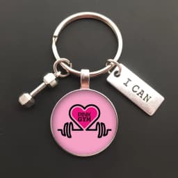 New Force Sports Dumbbell Keychain Charm Weight Fitness and Word Gym Exercise Gift Glass Keychain Car Keyring Bag Chain