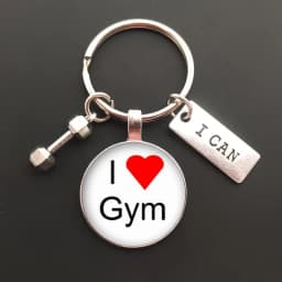 New Force Sports Dumbbell Keychain Charm Weight Fitness and Word Gym Exercise Gift Glass Keychain Car Keyring Bag Chain