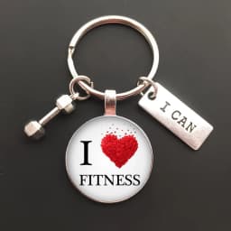 New Force Sports Dumbbell Keychain Charm Weight Fitness and Word Gym Exercise Gift Glass Keychain Car Keyring Bag Chain