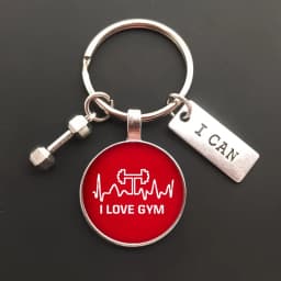 New Force Sports Dumbbell Keychain Charm Weight Fitness and Word Gym Exercise Gift Glass Keychain Car Keyring Bag Chain