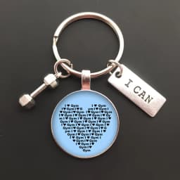 New Force Sports Dumbbell Keychain Charm Weight Fitness and Word Gym Exercise Gift Glass Keychain Car Keyring Bag Chain